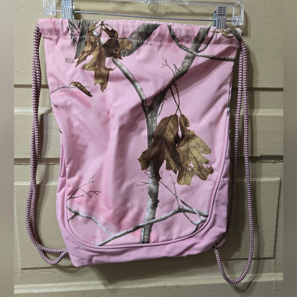 Realtree Pink Camo Cinch Drawstring Canvas Travel Bag EUC